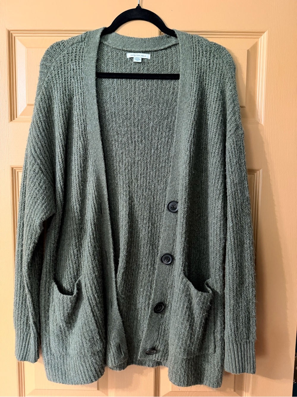 American Eagle Outfitters Olive Green Button-Front Cardigan